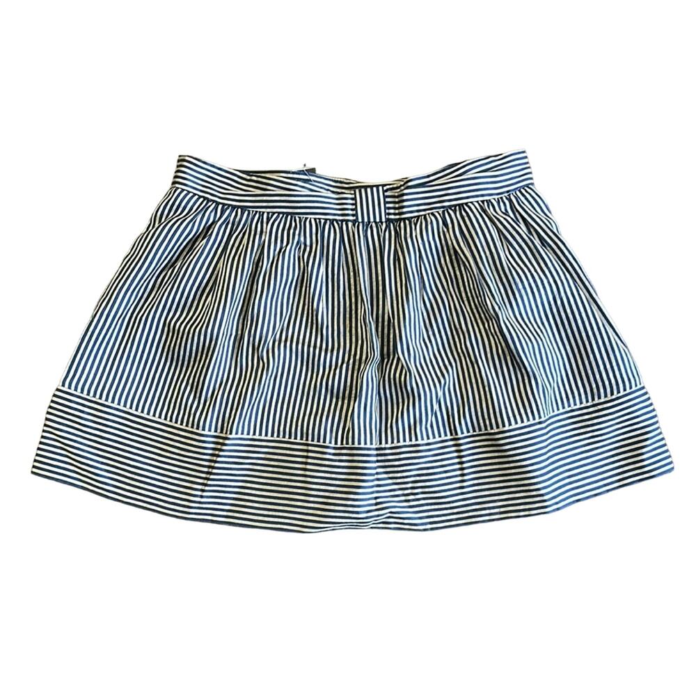 Ted Baker London Aline Navy Silvery Striped Short Mini Skirt Size 3 Waist Lined